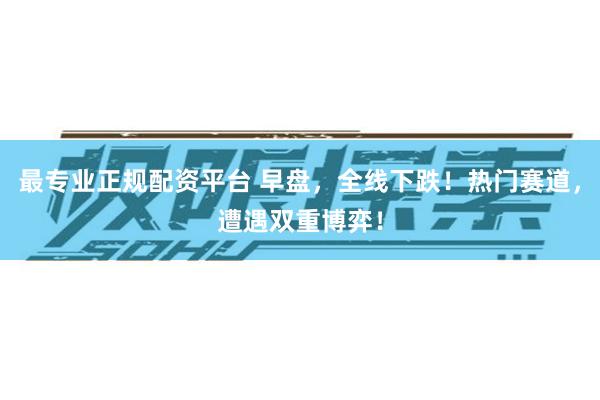 最专业正规配资平台 早盘，全线下跌！热门赛道，遭遇双重博弈！
